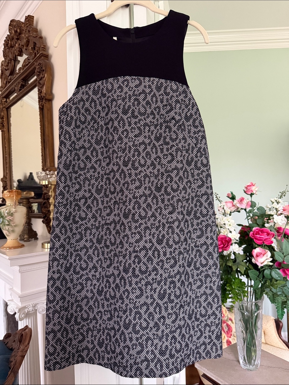 4 Collective - Black and Gray Patterned A-Line Dress, size 8
